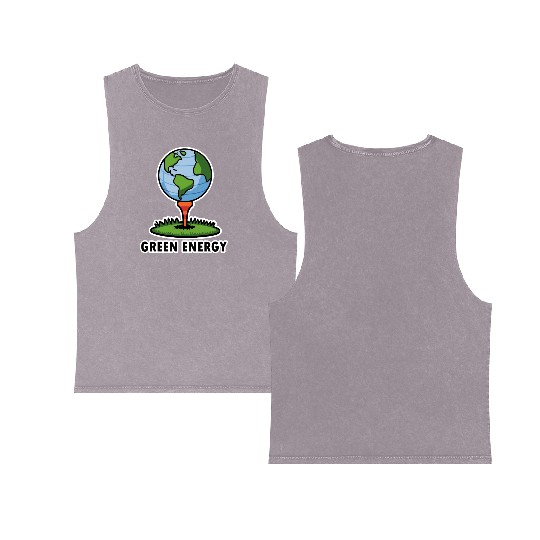 Golf and Earth Day is Green Energy in April Double Sided Mineral Wash Tank Tops