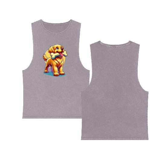 Cute puppy design Double Sided Mineral Wash Tank Tops