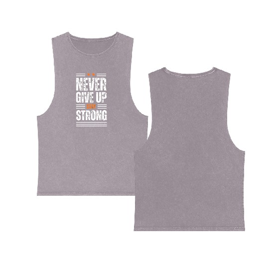 White Never Give up Double Sided Mineral Wash Tank Tops 100% cotton