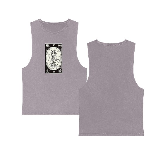 Themis Tarot Card Astrology Occult Mystical Double Sided Mineral Wash Tank Tops