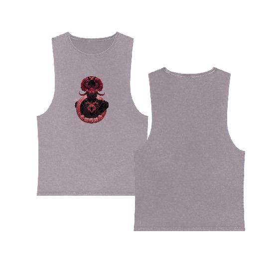 Dark samurai or devil in red and black colors Double Sided Mineral Wash Tank Tops