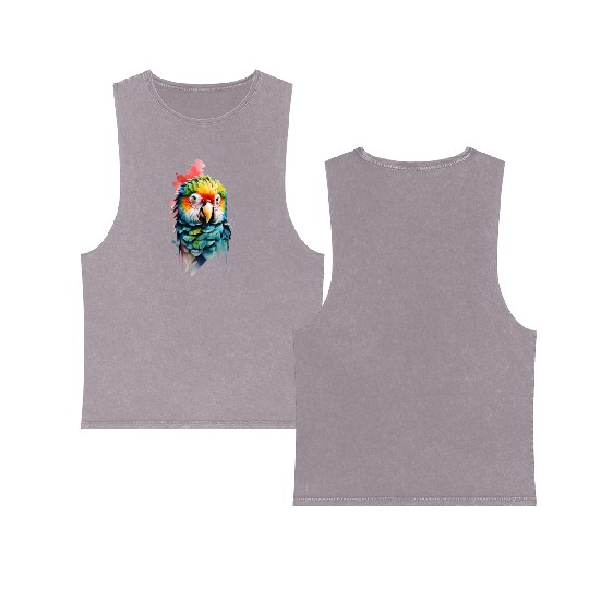Macaw, Budgie Cockatoo, Parrot Flock Double Sided Mineral Wash Tank Tops