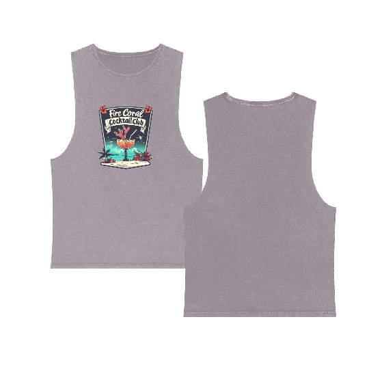 Fire Coral Cocktail Club Double Sided Mineral Wash Tank Tops