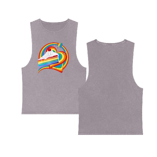 Piece of rainbow cake with cream and cherry Double Sided Mineral Wash Tank Tops