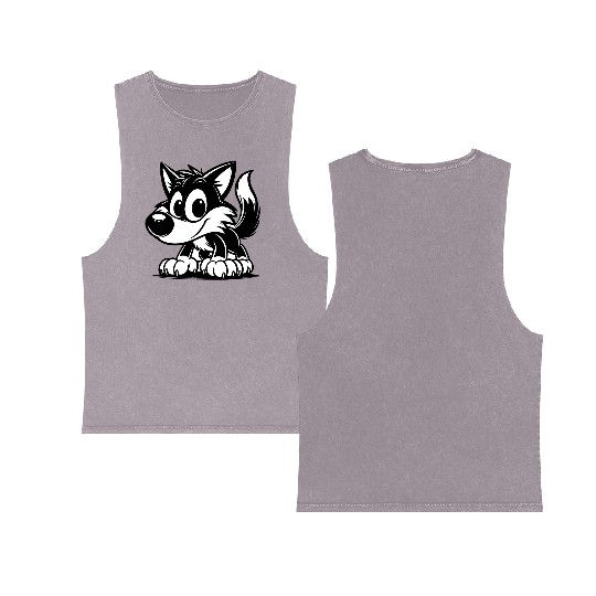 Little Howler: Baby Wolf Design Double Sided Mineral Wash Tank Tops