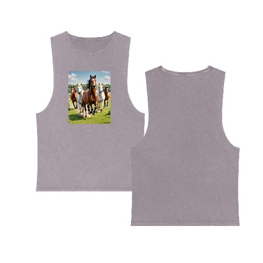 Horse racing competition. Double Sided Mineral Wash Tank Tops