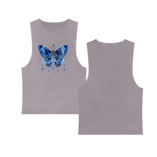 Watercolor Celestial Butterfly Double Sided Mineral Wash Tank Tops