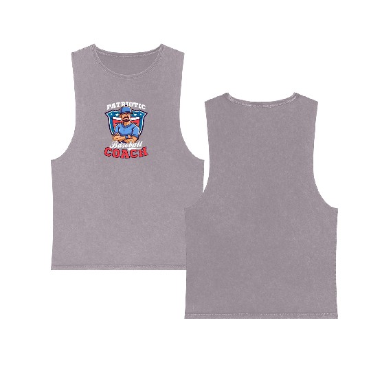 4th Of July Baseball Coach Patriotic Coach Double Sided Mineral Wash Tank Tops