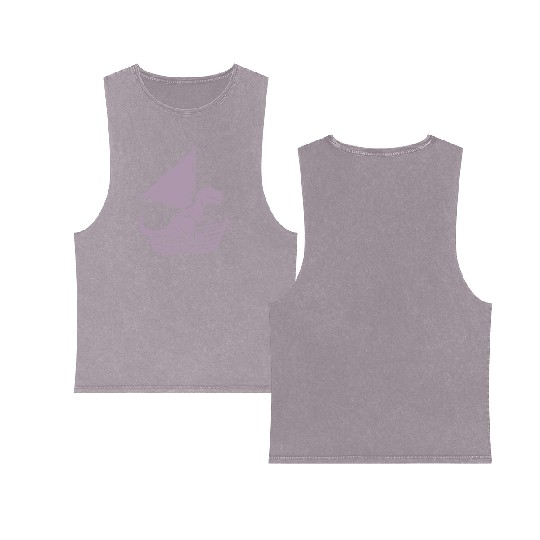 Cool summer sailboat T-Rex silhouette Double Sided Mineral Wash Tank Tops