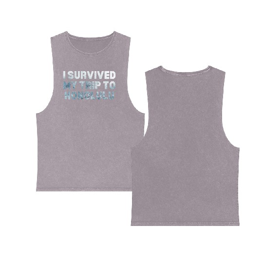 My Trip Traveler Vacation Honolulu Double Sided Mineral Wash Tank Tops