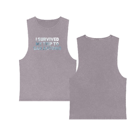 My Trip Traveler Vacation San Antonio Double Sided Mineral Wash Tank Tops