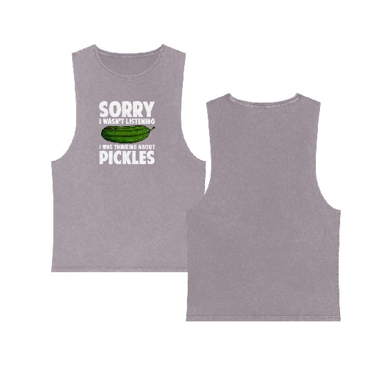 Pickle Design Cucumber Dill Pickle Lover Double Sided Mineral Wash Tank Tops
