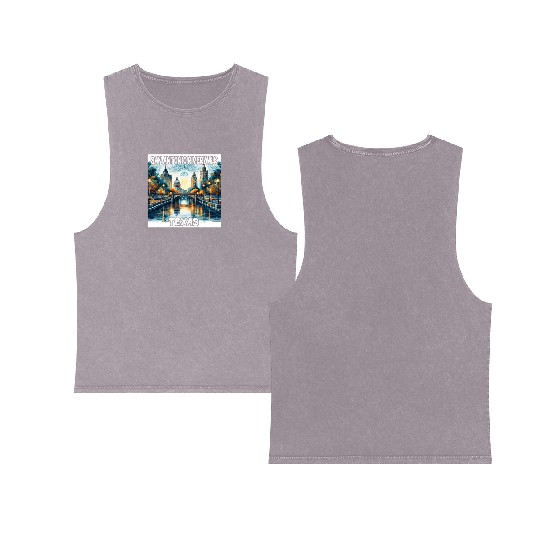 San Antonio Riverwalk Double Sided Mineral Wash Tank Tops