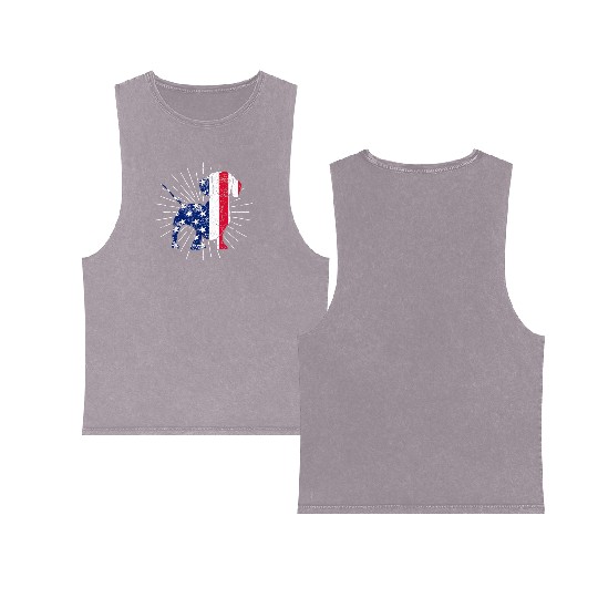 Dachshund 4th Of July US Flag Dog Lovers Patriotic Double Sided Mineral Wash Tank Tops