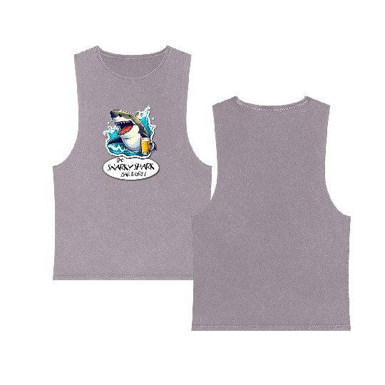 The Snarky Shark Bar & Grill Double Sided Mineral Wash Tank Tops