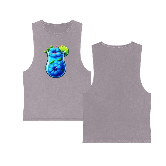 Blue hibiscus tea Double Sided Mineral Wash Tank Tops