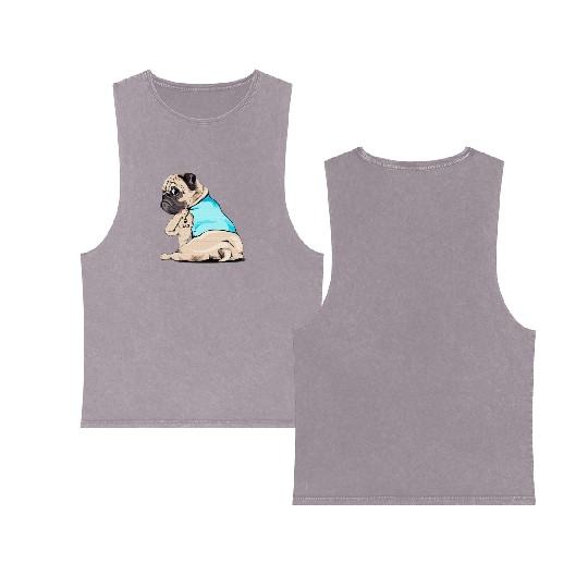 PUGS LOVE DAD Double Sided Mineral Wash Tank Tops