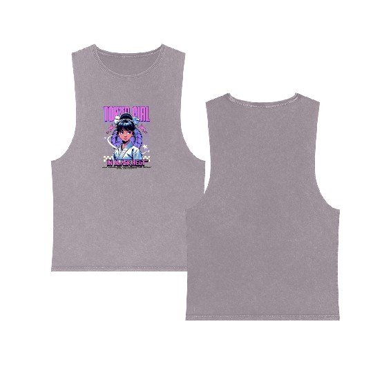 anime tokyo girl in black belt Double Sided Mineral Wash Tank Tops