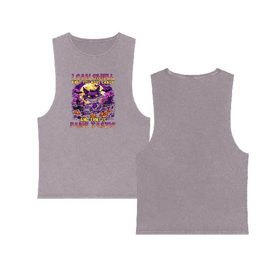 Halloween Costume Werewolf Clothing Double Sided Mineral Wash Tank Tops