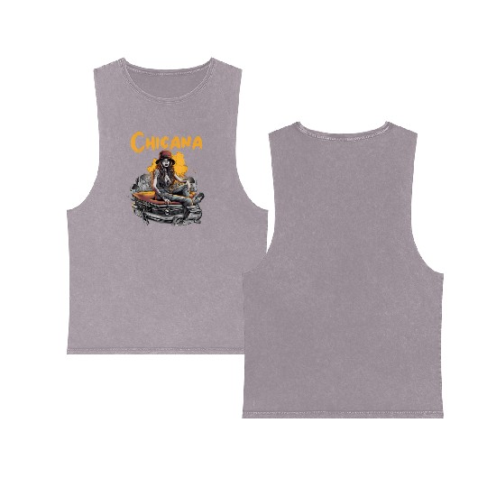 Chicana Lowrider Clothes Mexican American Double Sided Mineral Wash Tank Tops