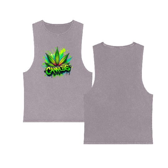 Cannabis Green Double Sided Mineral Wash Tank Tops