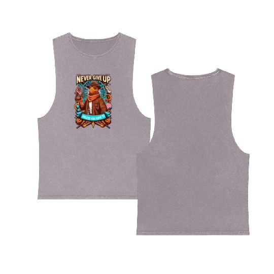 Never give up Double Sided Mineral Wash Tank Tops