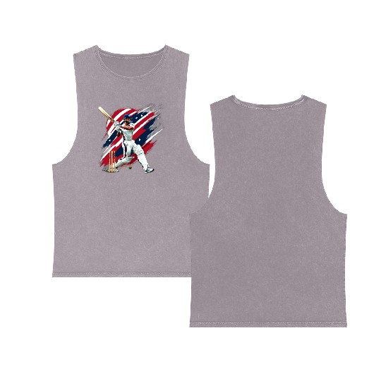 US CRICKET LOVE Double Sided Mineral Wash Tank Tops