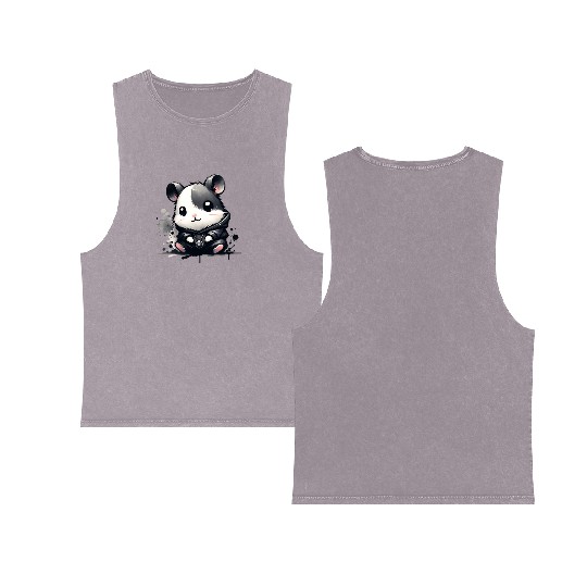Charcoal Hip Hop Hamster Double Sided Mineral Wash Tank Tops
