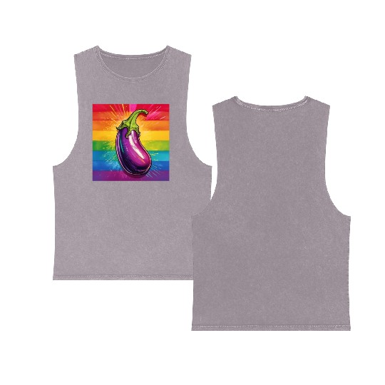 LGBTQ Eggplant Double Sided Mineral Wash Tank Tops