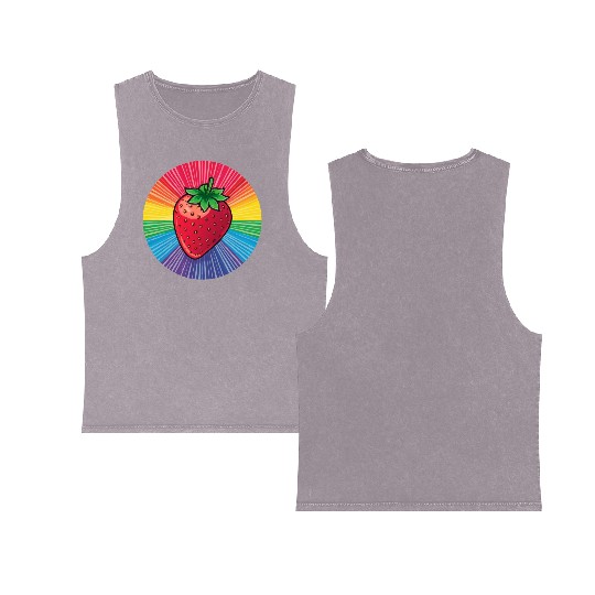 LGBTQ Strawberry Double Sided Mineral Wash Tank Tops
