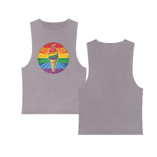 LGBTQ Ice Cream Double Sided Mineral Wash Tank Tops
