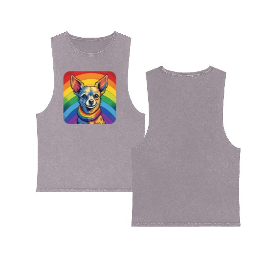 LGBTQ Chihuahua Double Sided Mineral Wash Tank Tops