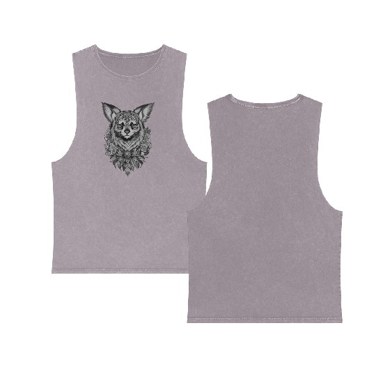 Animal Tattoo Design Double Sided Mineral Wash Tank Tops
