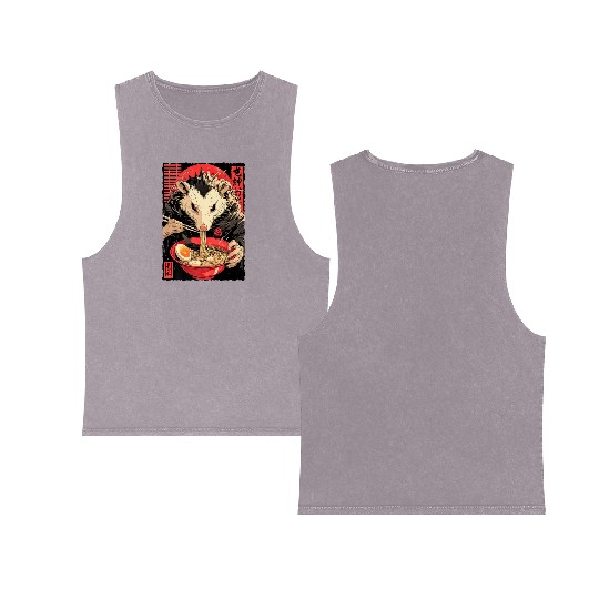 Opossum Ramen Japanese Manga Anime Double Sided Mineral Wash Tank Tops