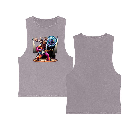 Disco Ball Guitar Elk Double Sided Mineral Wash Tank Tops