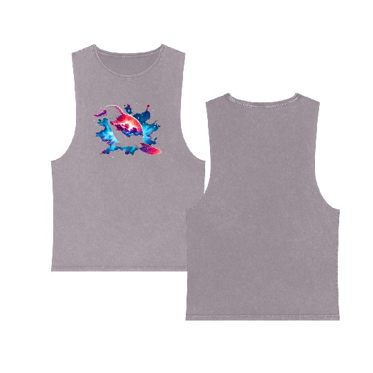Cool Platypus Galaxy Space Art Double Sided Mineral Wash Tank Tops