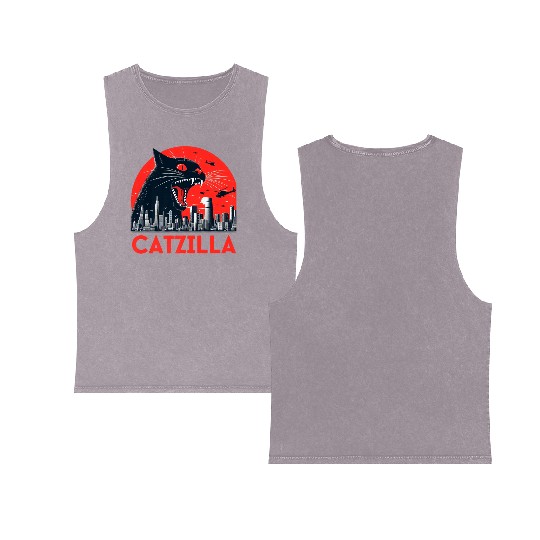 Catzilla Cat Japanese Premium Double Sided Mineral Wash Tank Tops