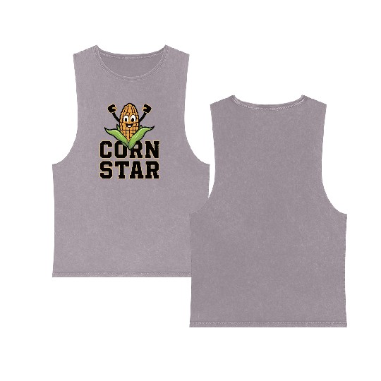Funny Farm Food Double Sided Mineral Wash Tank Tops Corny Cob Farmer Corn Star
