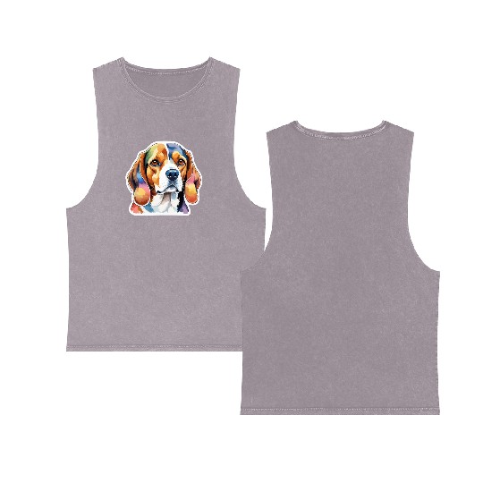 Beagle Watercolor Double Sided Mineral Wash Tank Tops