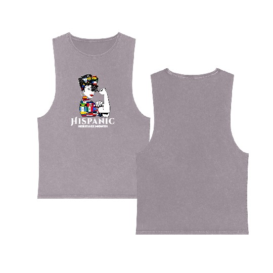 Hispanic Heritage Month Latino Countries Flag Double Sided Mineral Wash Tank Tops