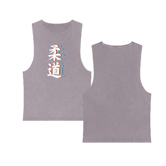 Judo Japanese Martials Arts Japanese Character Double Sided Mineral Wash Tank Tops