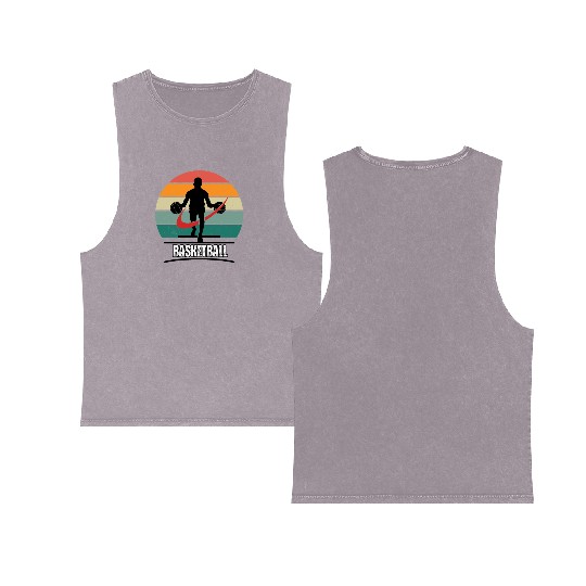 Retro Basketball Classic,athletic men outfits Double Sided Mineral Wash Tank Tops