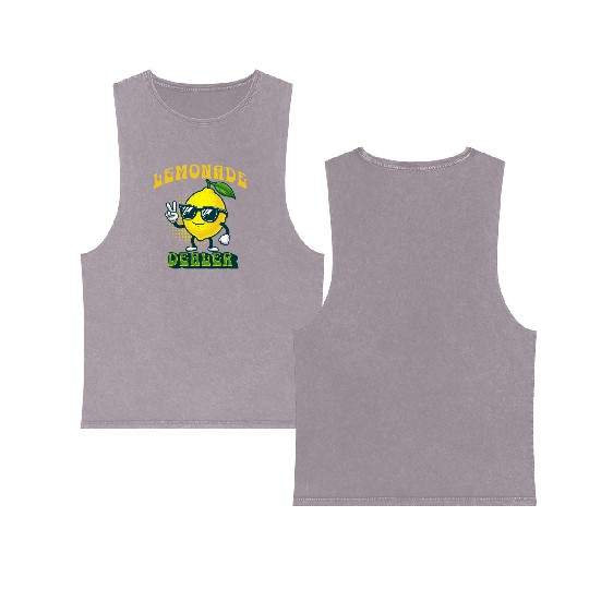 Lemonade Dealer Lemon Juice Stand Store Staff Double Sided Mineral Wash Tank Tops