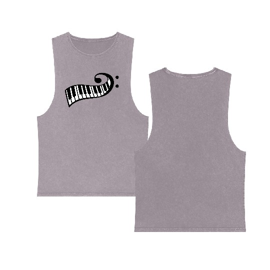 Keyboard Music Bass Note Piano Keys Party Design Double Sided Mineral Wash Tank Tops