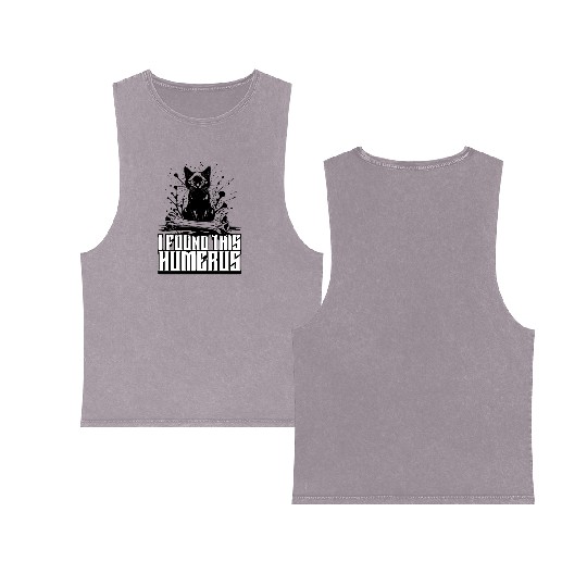 I Found This Humerus Black Cat Humorous Saying Double Sided Mineral Wash Tank Tops