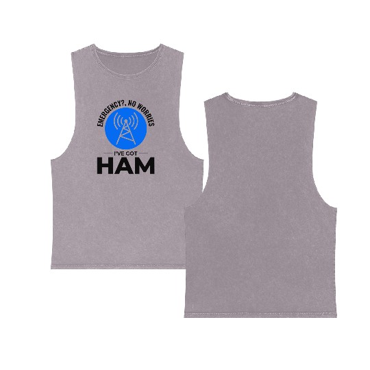 Amateur Ham Radio Operator Radio Waves Frequency Double Sided Mineral Wash Tank Tops