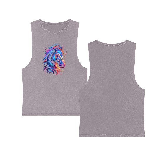Horse Beautiful Graphic Double Sided Mineral Wash Tank Tops