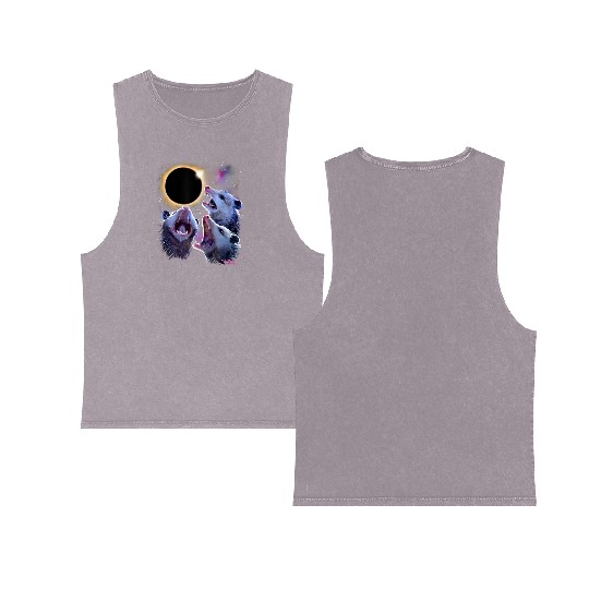 Opossums Howling Eclipse Possum Double Sided Mineral Wash Tank Tops