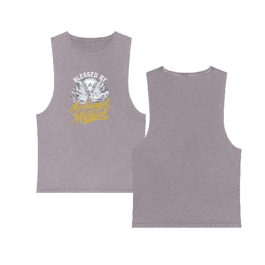 Archangel Michael Catholic Christianity Angel Double Sided Mineral Wash Tank Tops