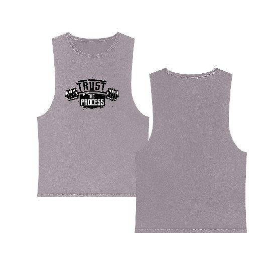 Trust The Process Motivational Quote Gym Double Sided Mineral Wash Tank Tops